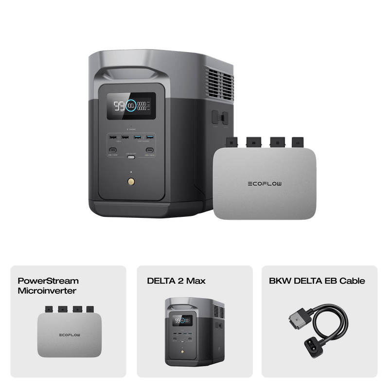 Load image into Gallery viewer, EcoFlow DELTA 2 Max Portable Power Station DELTA 2 Max + PowerStream Microinverter 600W (with battery cable)