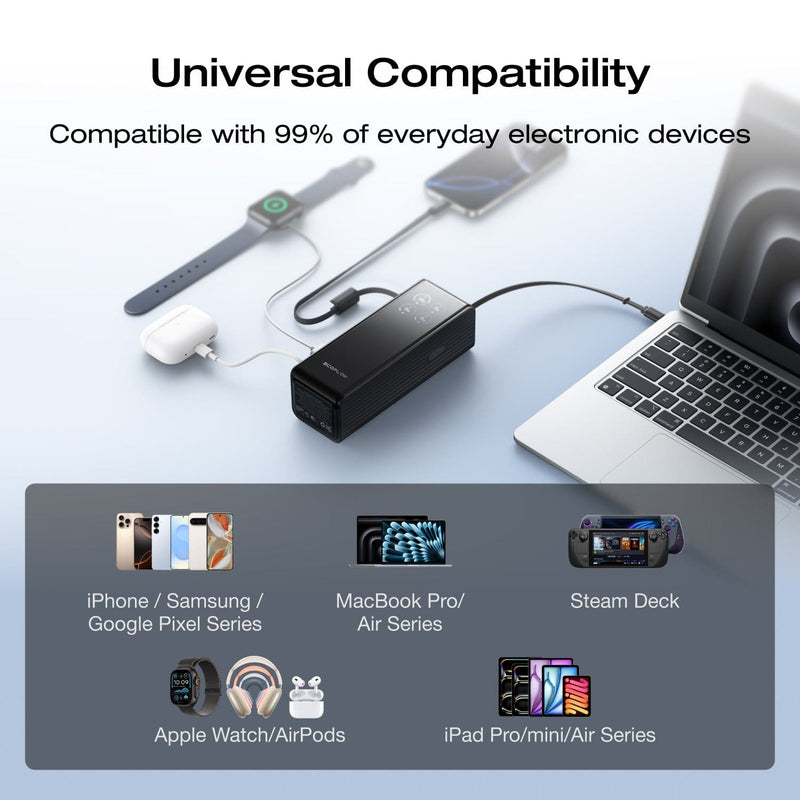 Load image into Gallery viewer, EcoFlow Rapid EcoFlow RAPID Power Bank (25,000mAh, 170W, 100W Built-In and Retractable Cables)