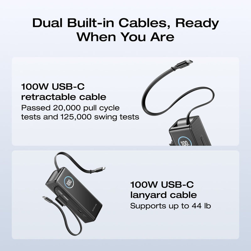 Load image into Gallery viewer, EcoFlow Rapid EcoFlow RAPID Power Bank (25,000mAh, 170W, 100W Built-In and Retractable Cables)
