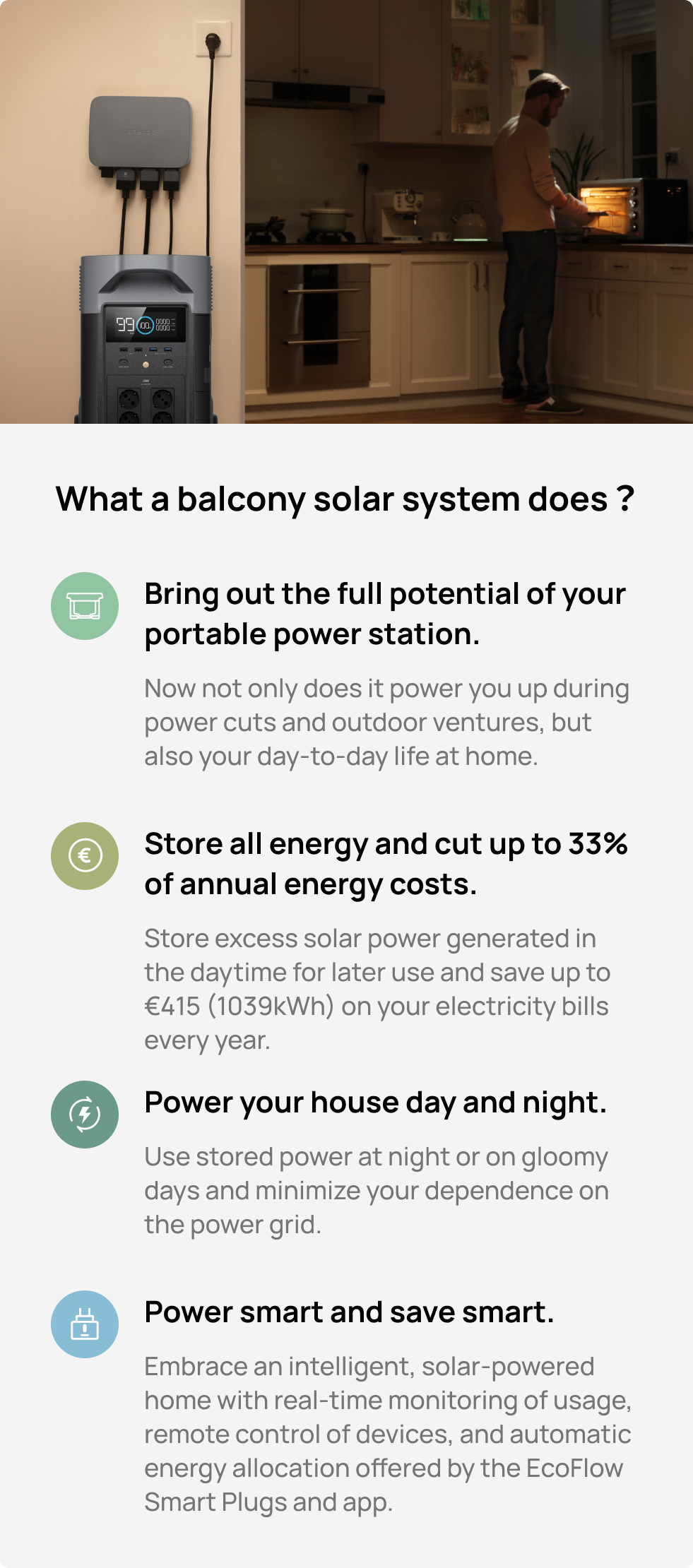 Works in Sync with EcoFlow PowerStream Balcony Solar System